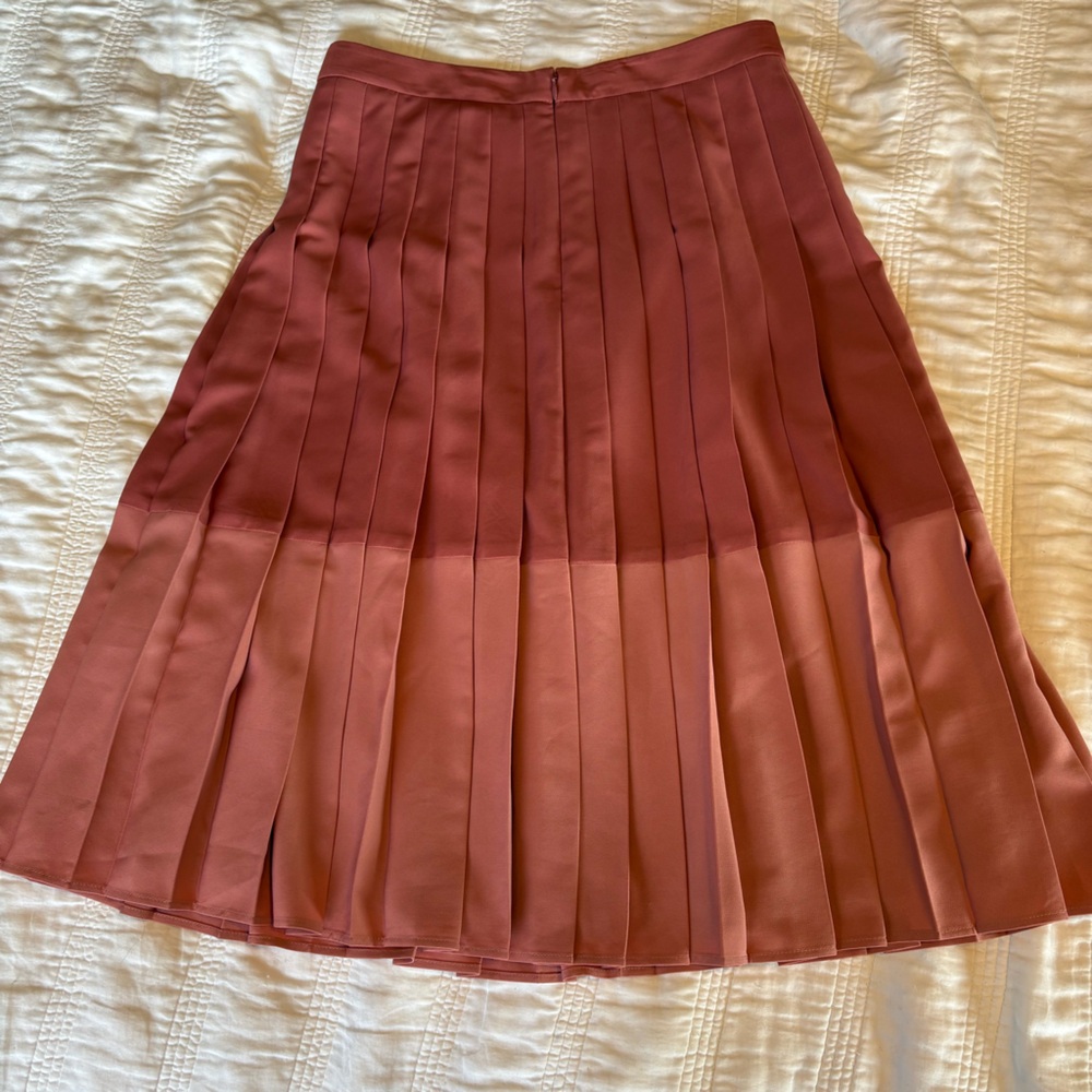 LOFT Two-Tone Pleated Midi Skirt in Rosewood - Picture 2 of 5